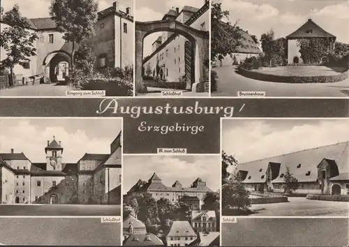 AK Augustusburg, Brunnenhaus, Schloßhof, ungelaufen