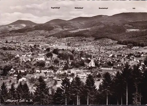 AK Zell am Harmersbach, Stadtansicht, Kirche, gelaufen 1966