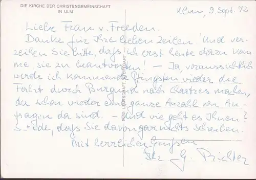 AK Ulm, Kirche der Christengemeinschaft, ungelaufen- datiert 1972