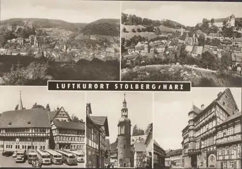 AK StolbergRathaus, Seigerturm, Kulturhaus, Reisebusse, ungelaufen