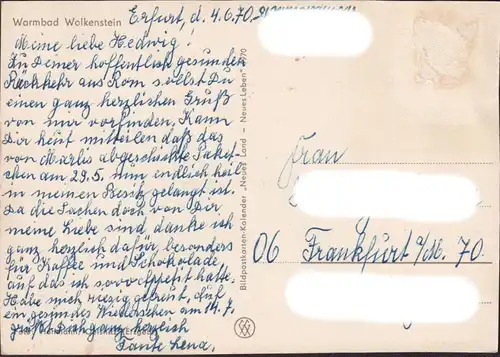 AK Warmbad, Wolkenstein, Klunhaus, ungelaufen- datiert 1970