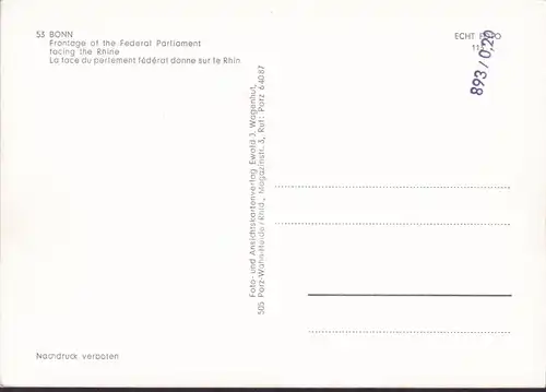 AK Bonn, Bundeshaus, Rheindampfer, ungelaufen