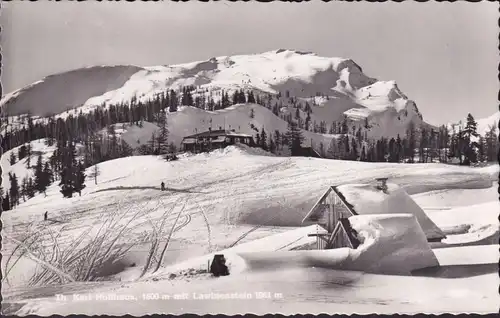 AK Tauplitz, Theodor Karl Hollhaus mit Lawinenstein, gelaufen 1957