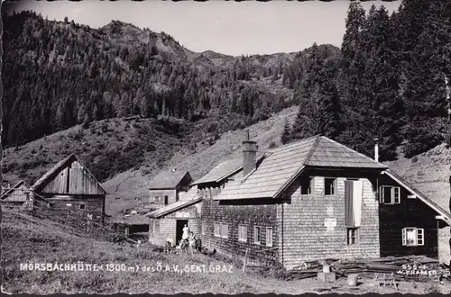 AK Donnersbachwald, Mörsbachhütte, Gasthofpension, Sektion Graz, gelaufen 1962