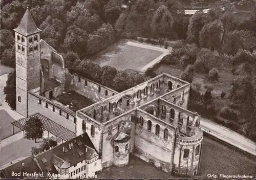 AK Bad Hersfeld, Ruine der Stiftskirche, Fliegeraufnahme, ungelaufen