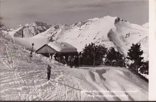 AK Bad Gastein, Bergstation Reicheben, Skifahrer, Hüttenkogel, ungelaufen