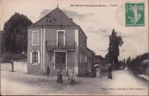 CPA Saint Michel de Chavaignes, Mairie, postal envoié