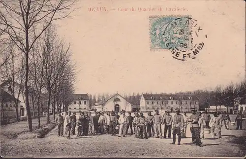 CPA Meaux, Cour du Quartier de Cavalerie, postal envoié 1906