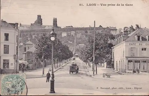 CPA Laon, Vue prise de la Gare, postal envoié 1906