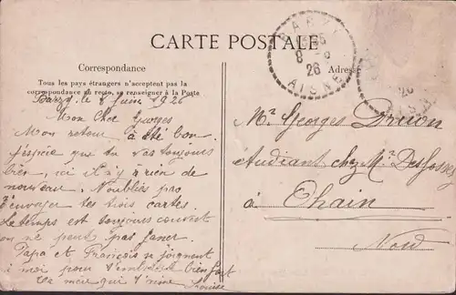 CPA Laon, Vue price du Mont de Vaux, Tramway, postal envoié 1926