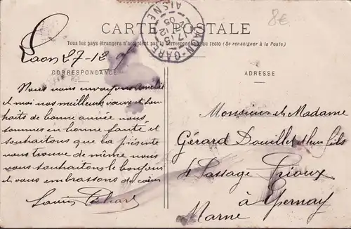 CPA Laon, Rue des Écoles, postal envoié 1905