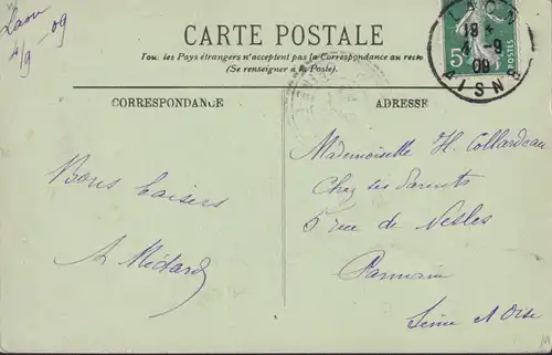 CPA Laon, La Rue du Rempart du Midi, postal envoié 1909