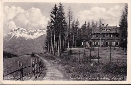 AK Breitenstein, Speckbacherhütte am Kreuzberg, gelaufen 1954