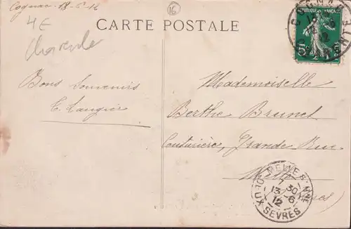 CPA Cognac, Ancienne Salle des Gardes, Château Francois, postal envoié 1912