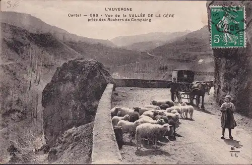 CPA Cantal, Vue des la Vallée de la Cère, gelaufen, postal envoié