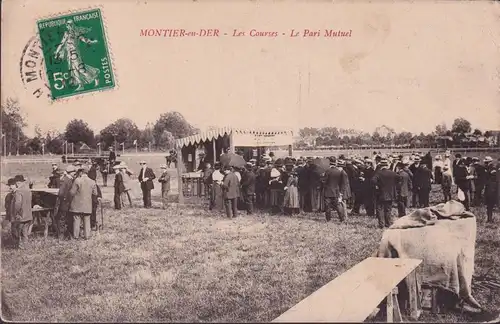 CPA Montier en DER, Les Courses, Le Pari Mutuel, gelaufen 1912