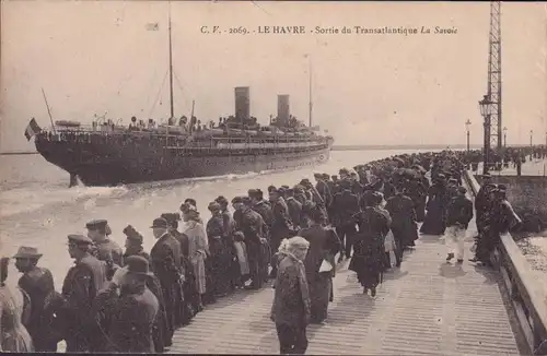 CPA Le Havre, Sortie du Transatlantique, La Savoie, ungelaufen