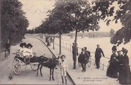 CPA Vichy, Promenade au bords de l' Aller, gelaufen 1910