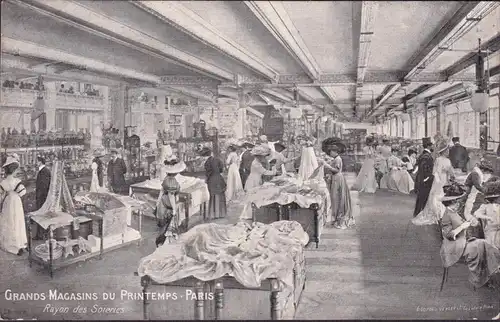 CPA Paris, Magasins du Printemps, Rayon des Soieries, ungelaufen