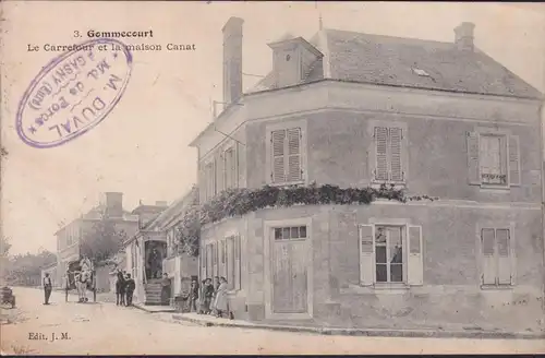 CPA Gommecourt, Le Carrefour et la maison Canat, gelaufen 1906