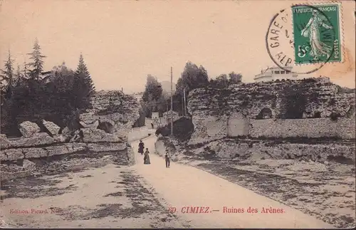 CPA Nice, Cimiez, Ruines des Arènes, gelaufen