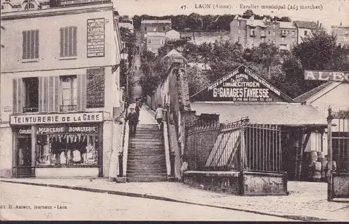 CPA Laon, Escalier municipal, gelaufen 1932
