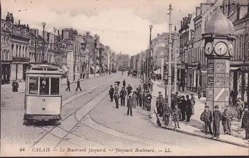 CPA Calais, Le Boulevard Jacquard, Tramway, ungelaufen