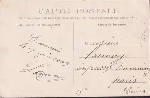 CPA Saint Cyr en Pail, Une Rue, Cafe, gelaufen 1906