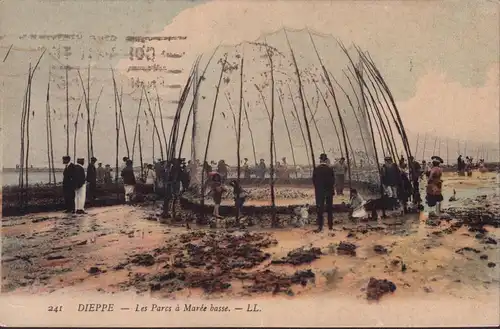 CPA Dieppe, Les Parcs à Marée basse, gelaufen 1920