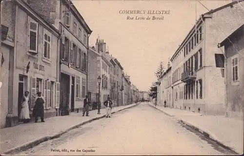 CPA Commercy, Rue Levée de Breuil, Tabac, Buvette, timbre militaire- Fort de Giromville.