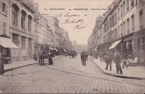 CPA Cherbourg, Rue de la Fontaine, gelaufen 1903