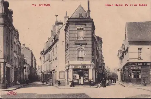 CPA Reims, Rue Henri IV et de Mars, gelaufen 1913