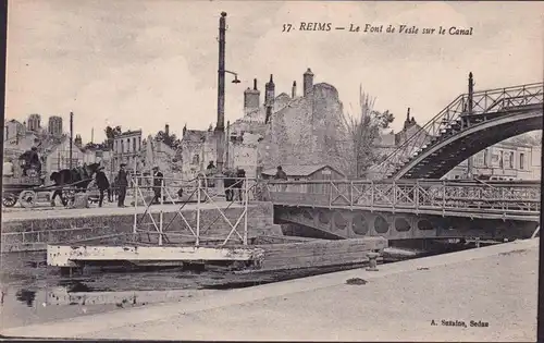 CPA Reims, Le Font de Vesle sur le Canal, ungelaufen