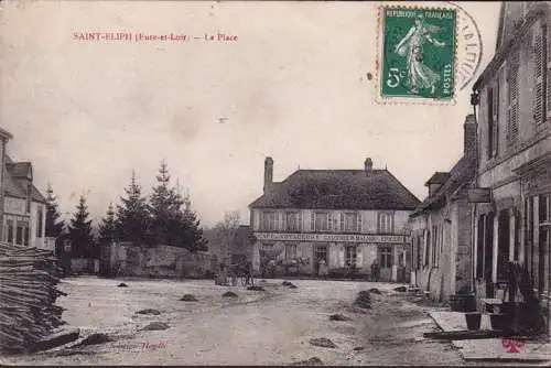 CPA Saint Éliph, La Place, Café des Voyageurs, Gauthier Malnou, gelaufen