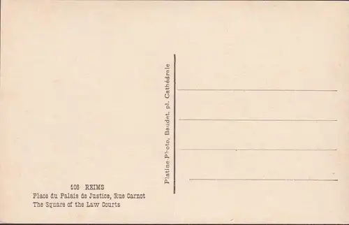 CPA Reims, Place du Palais de Justice, Rue Carnot, Tramway, ungelaufen