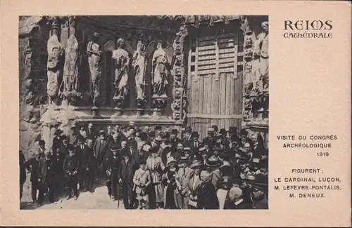 CPA Reims, Cathédrale, Visite du Congrès Archéologique 1919, ungelaufen