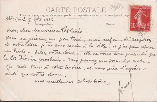 CPA Sainte Cécile, par Saint Césaire, Vue de Profil,gelaufen 1912