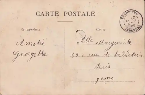 CPA Reims, Rue Gambetta, Tabac, Buvette, Café, gelaufen 1909