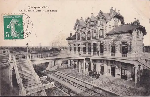 CPA Épinay sur Seine, La Nouvelle Gare, Les Quais, gelaufen