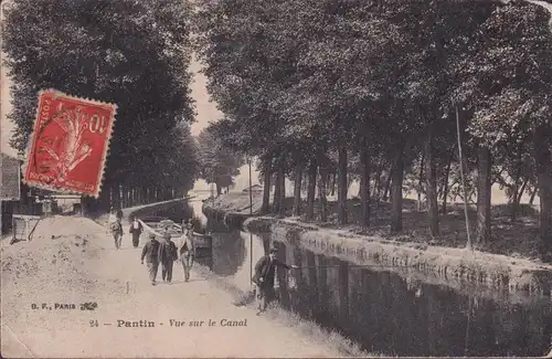 CPA Pantin, Vue sur le Canal, gelaufen 1908