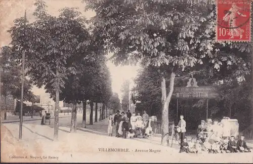 CPA Villemomble, Avenue Magne, gelaufen 1907