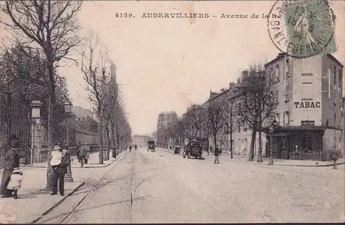 CPA Aubervilliers, Avenue de la Republique, gelaufen 1924