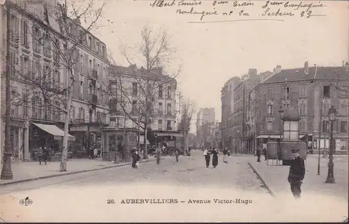 CPA Aubervilliers, Avenue Victor Hugo, Virs Café, gelaufen