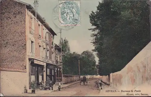 CPA Sevran, Bureau de Poste, gelaufen 1907
