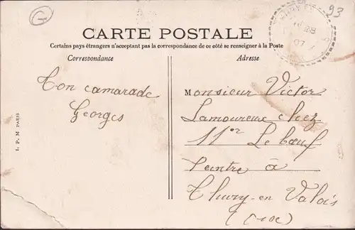 CPA Sevran, Bureau de Poste, gelaufen 1907