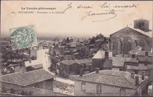 CPA Pouzauges, Panorama vu du Calvaire, gelaufen 1905
