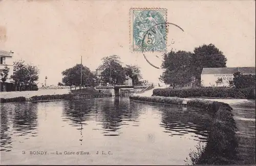 CPA Bondy, La Gare d'Eau, Docks de Bondy, gelaufen