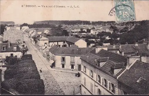 CPA Bondy, Vu à vol d'Oiseau, gelaufen