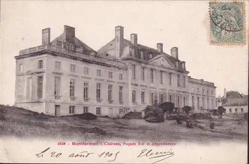 CPA Montfermeil, Château, Façade Est et dépendances, gelaufen