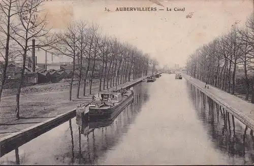 CPA Aubervilliers, Le Canal, gelaufen